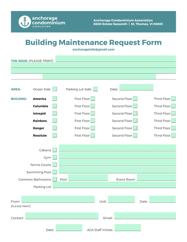 Building Maintenance Request Form screenshot