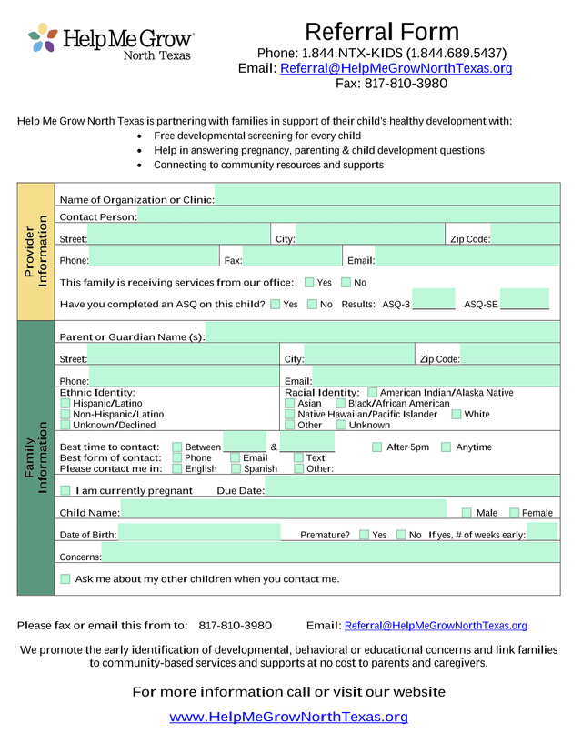 Referral Form screenshot