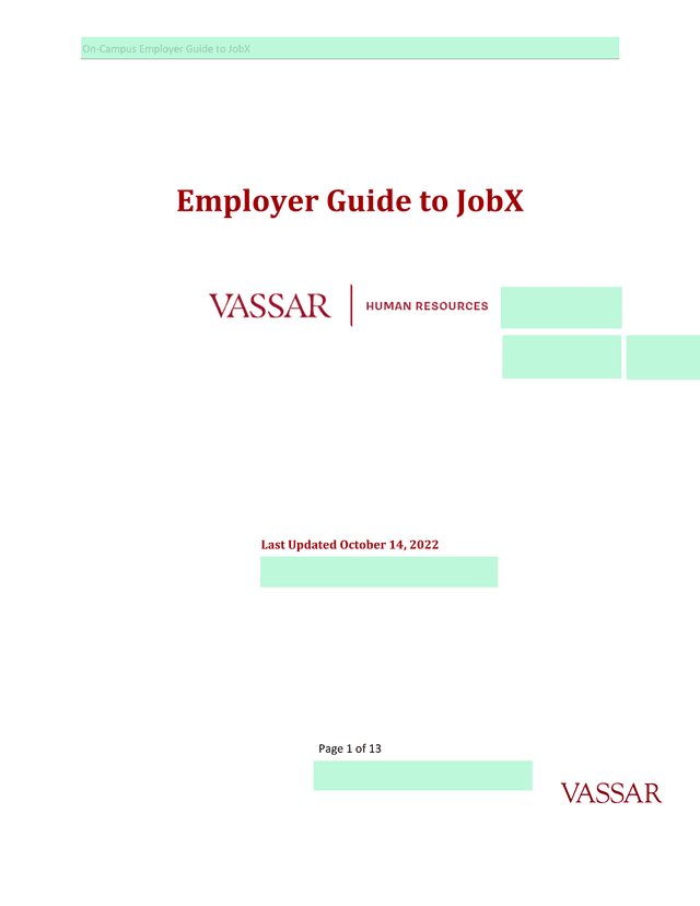 On Campus Employer Guide To JobX screenshot