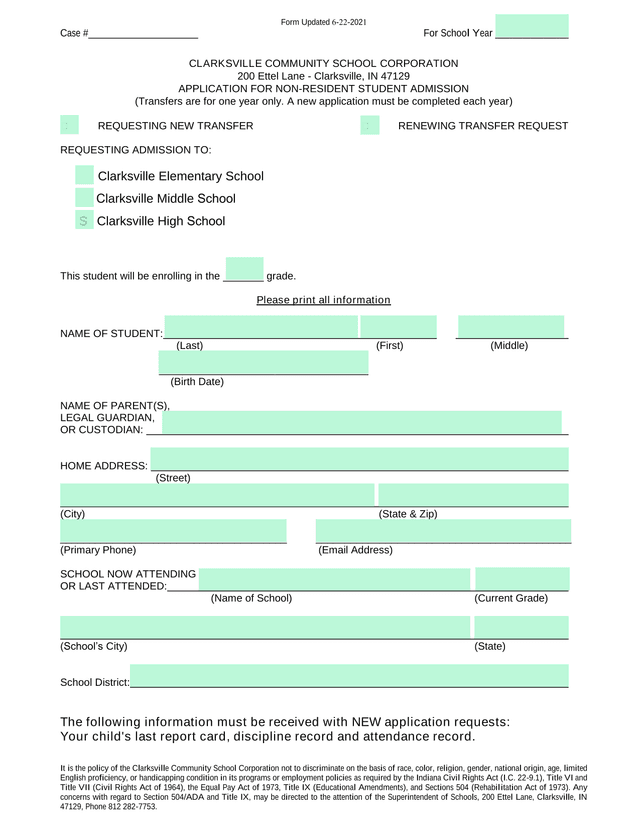 Application For Non Resident Student Admission screenshot