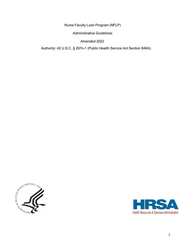Nurse Faculty Loan Program (NFLP) Administrative Guidelines screenshot