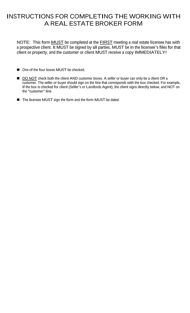 Working With A Real Estate Broker Form screenshot