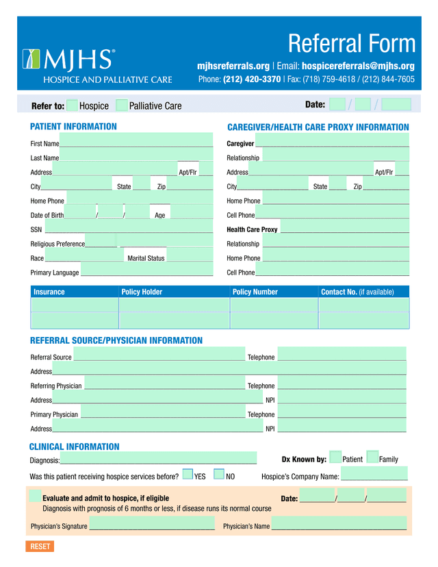 Referral Form screenshot