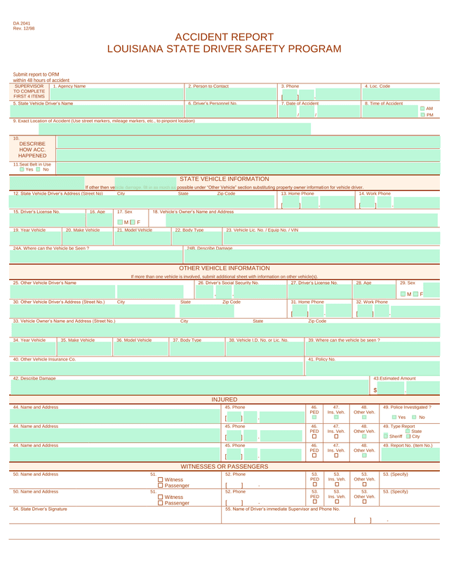 ACCIDENT REPORT screenshot
