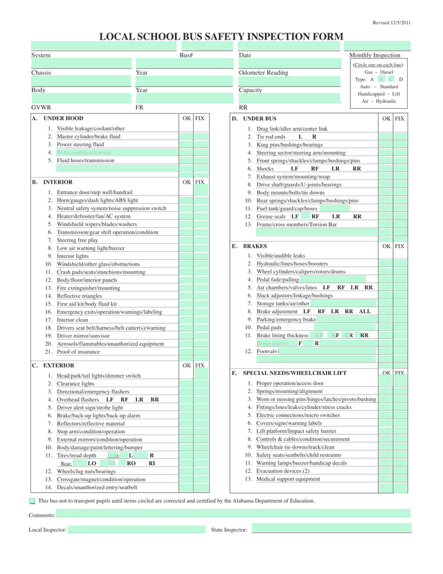 Vehicle Inspection Checklist screenshot
