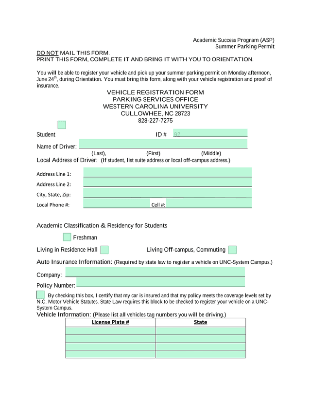 Summer Parking Permit screenshot