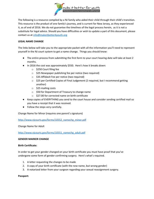 NJ Legal Name And Gender Marker Change Resource Guide screenshot