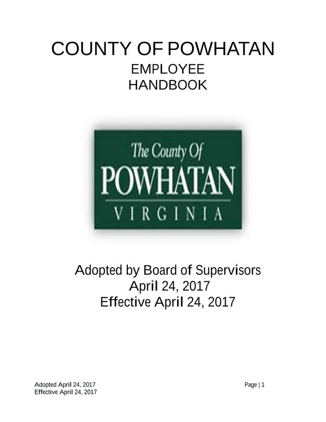 COUNTY OF POWHATAN EMPLOYEE HANDBOOK screenshot