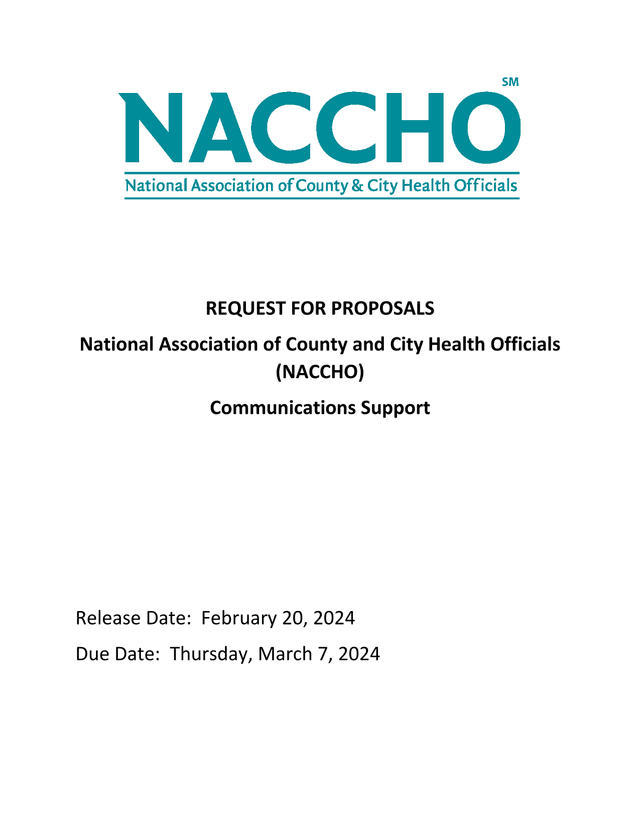 Request For Proposals NACCHO Communications Support screenshot