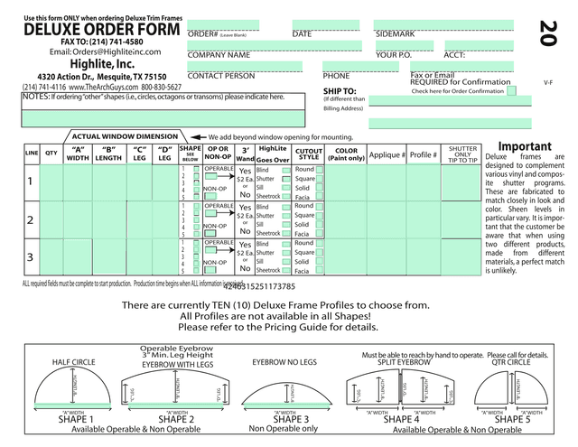 Deluxe Order Form screenshot