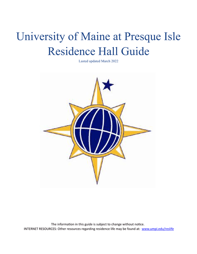 University Of Maine At Presque Isle Residence Hall Guide screenshot