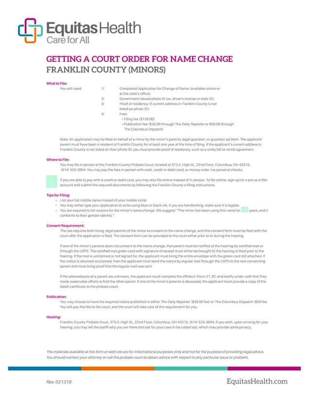 Getting A Court Order For Name Change   Franklin County (Minors) screenshot