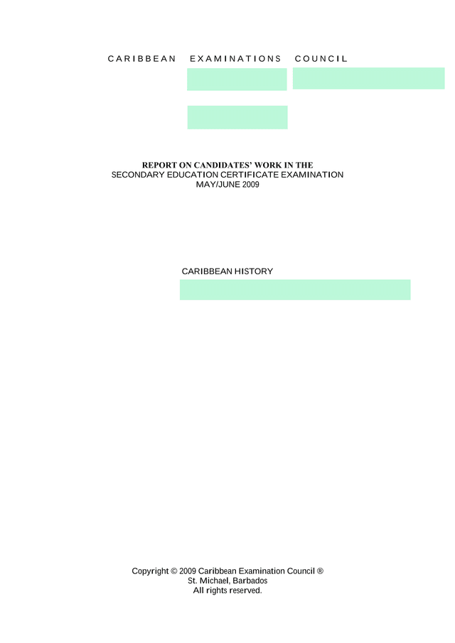 Report On Caribbean History Examination screenshot