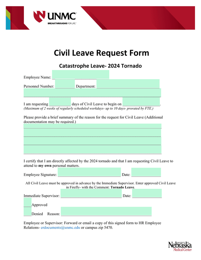 Civil Leave Request Form screenshot