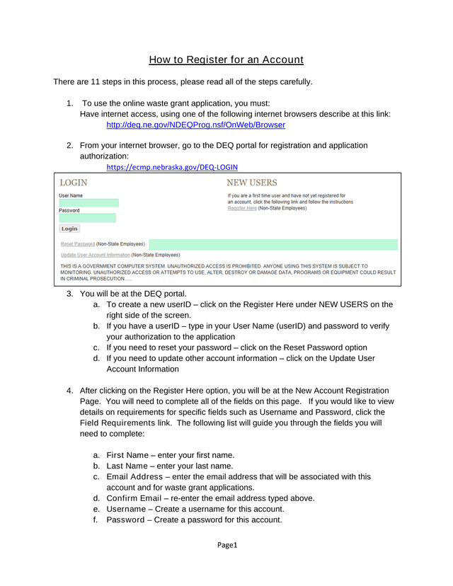 How To Register For An Account screenshot