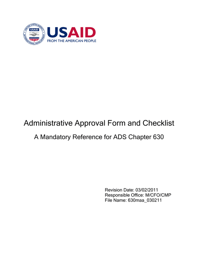 Administrative Approval Form And Checklist screenshot