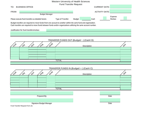 Fund Transfer Request screenshot