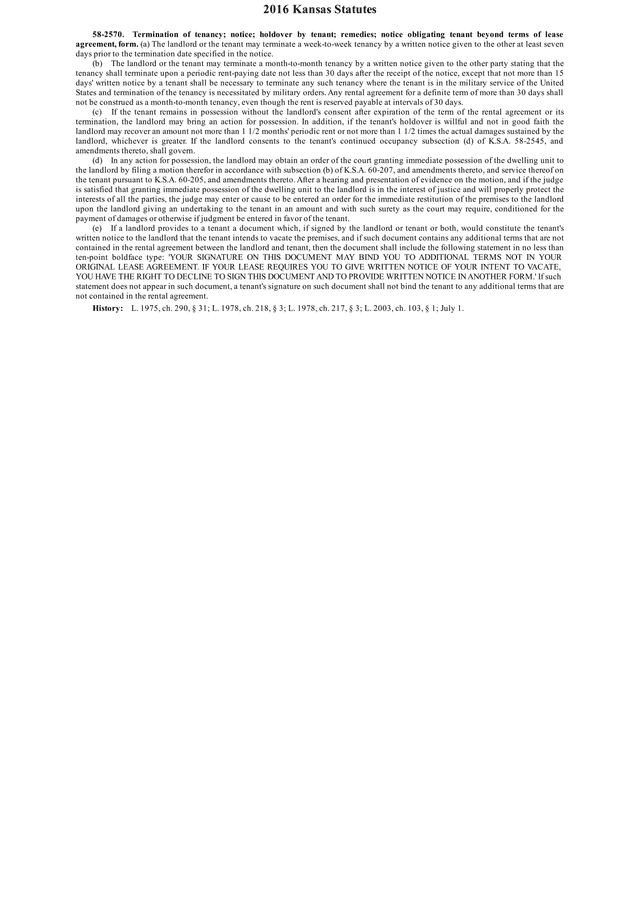 Kansas Statutes 58 2570 screenshot