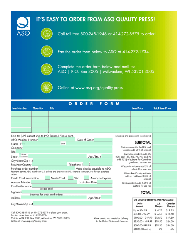 Order Form screenshot