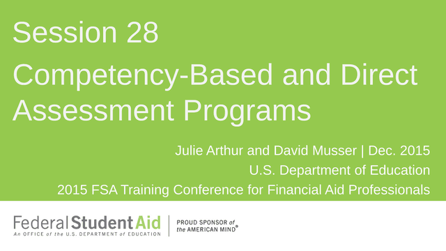 2015 FSA Training Conference For Financial Aid Professionals Competency Based And Direct Assessment  screenshot