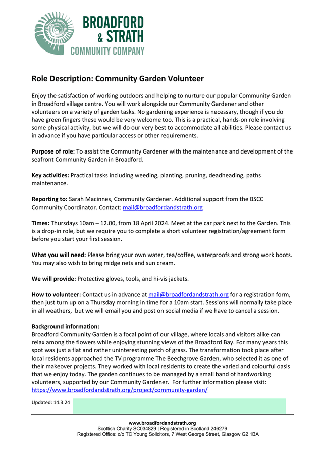 Role Description Community Garden Volunteer screenshot