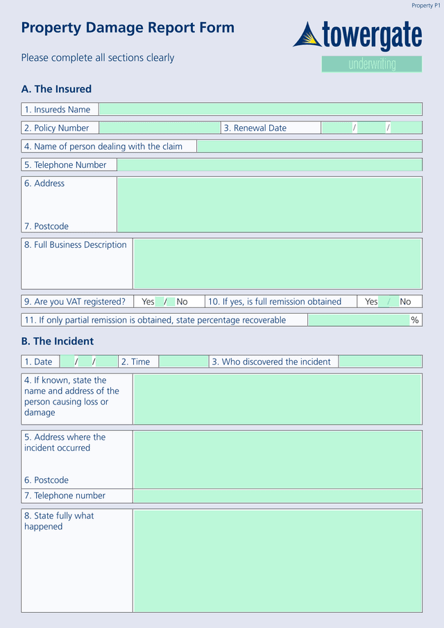 Property Damage Report Form screenshot