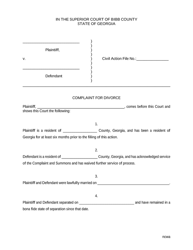 Complaint For Divorce screenshot