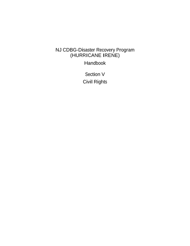 NJ CDBG Disaster Recovery Program (HURRICANE IRENE) Handbook screenshot