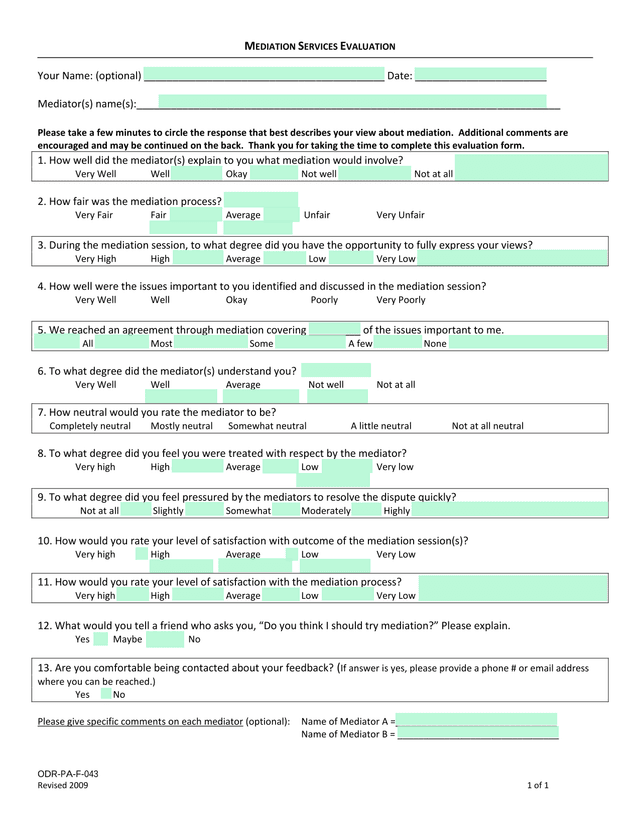 Mediation Services Evaluation screenshot