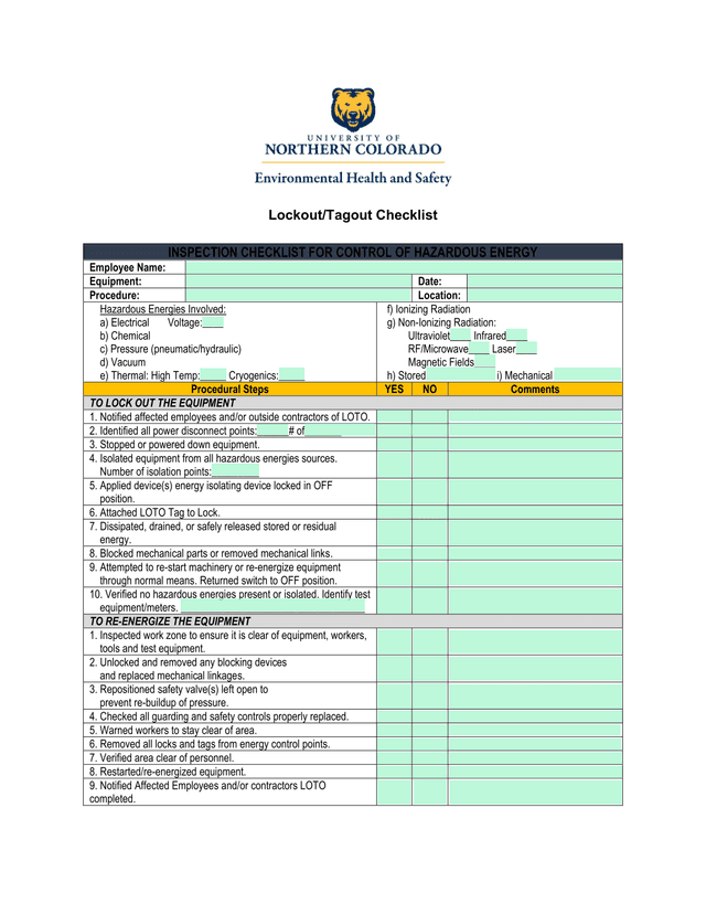 LockoutTagout Checklist screenshot