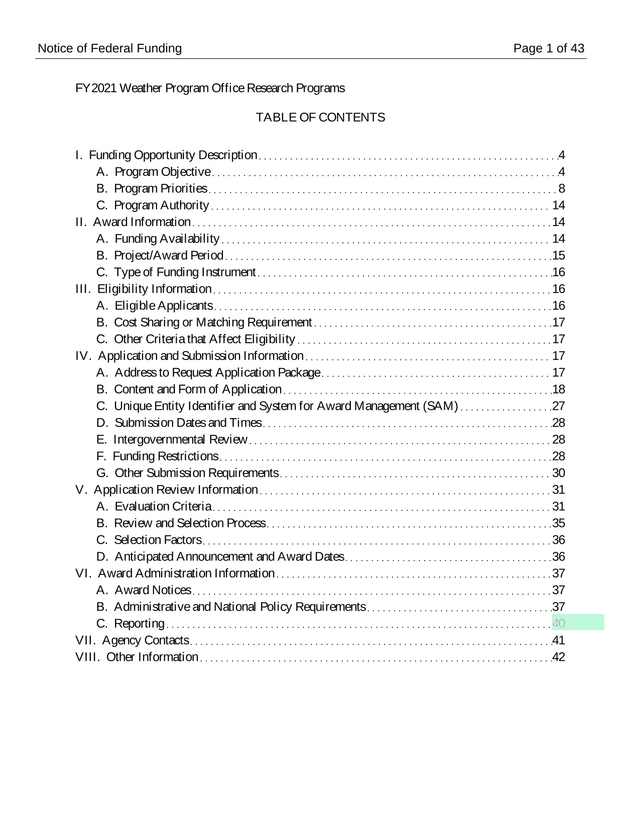 FY2021 Weather Program Office Research Programs screenshot