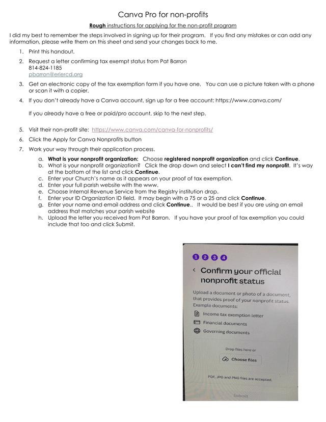 Canva Pro For Non Profits Application Instructions screenshot