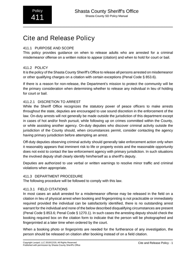 Cite And Release Policy screenshot