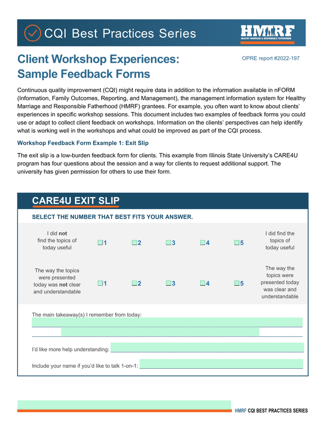 HMRF CQI Best Practices Series Client Workshop Experiences screenshot