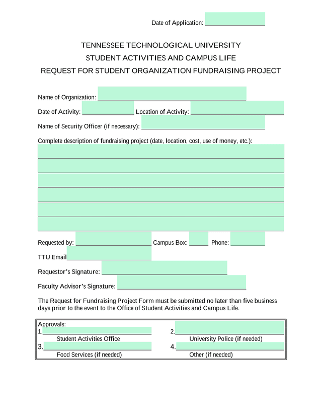 Request For Student Organization Fundraising Project screenshot