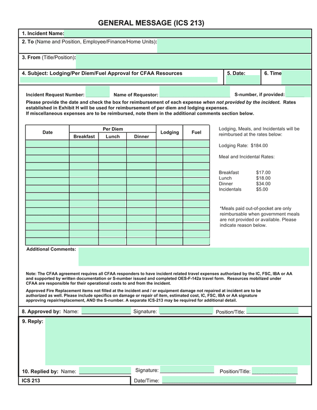 ICS 213 General Message screenshot