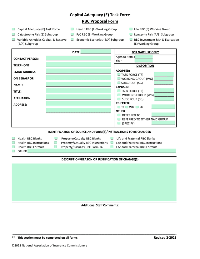 RBC Proposal Form screenshot