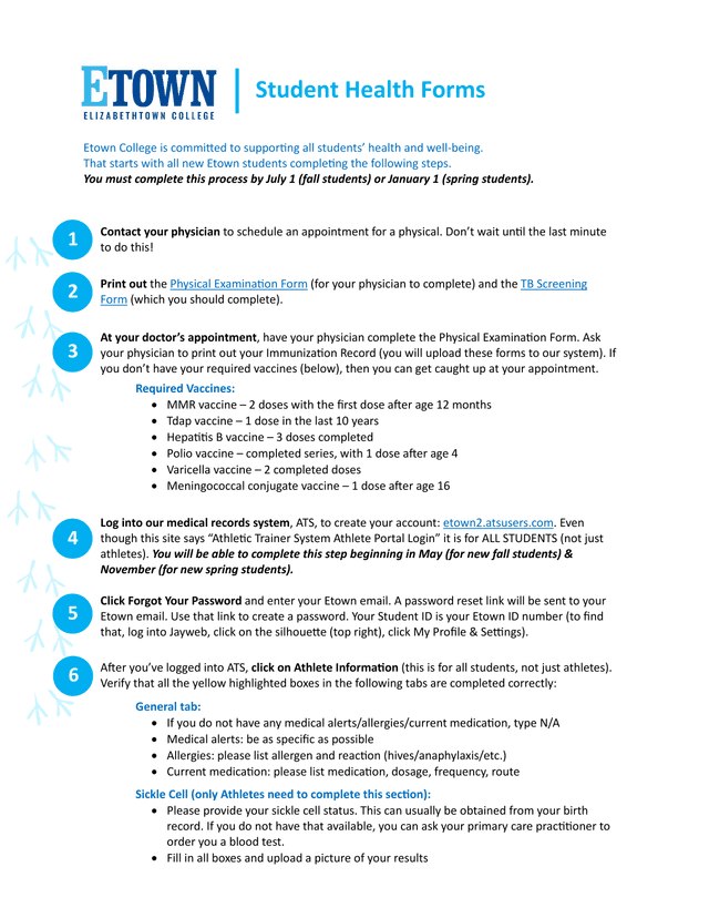 Student Health Forms screenshot