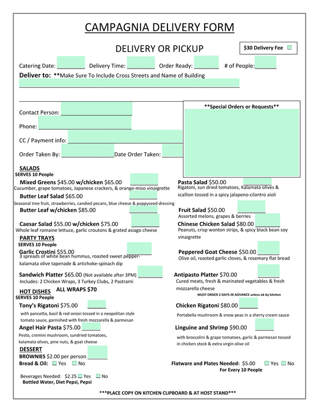 UCAMPAGNIA DELIVERY FORM screenshot