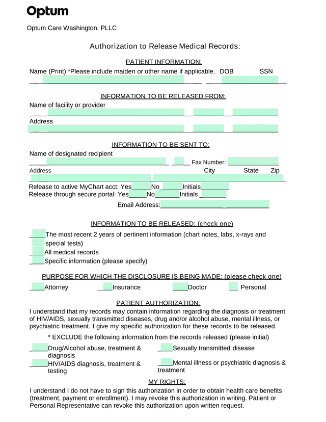 Authorization To Release Medical Records screenshot