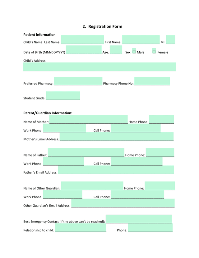 Registration Form screenshot