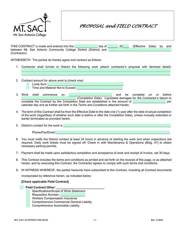 Proposal And Field Contract screenshot