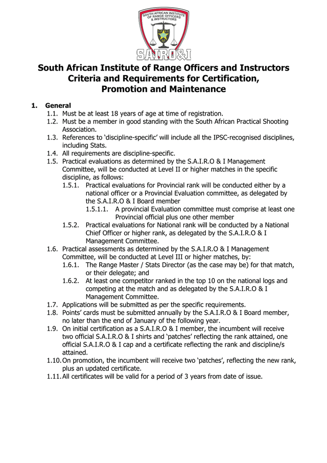 Criteria And Requirements For Certification, Promotion And Maintenance screenshot
