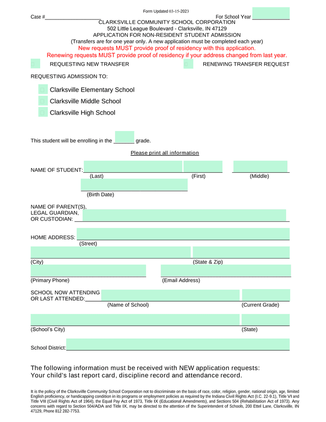 Application For Non Resident Student Admission screenshot