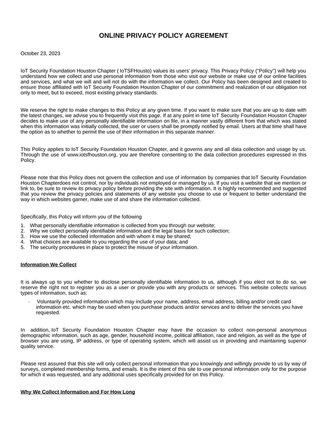 ONLINE PRIVACY POLICY AGREEMENT screenshot