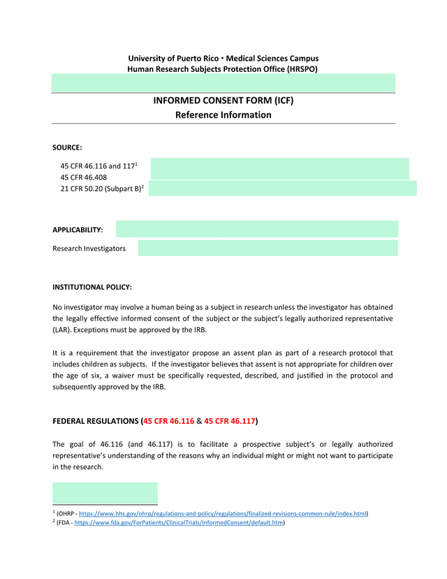 Informed Consent Form (ICF) screenshot