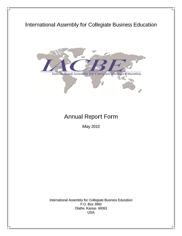 IACBE Annual Report Form screenshot