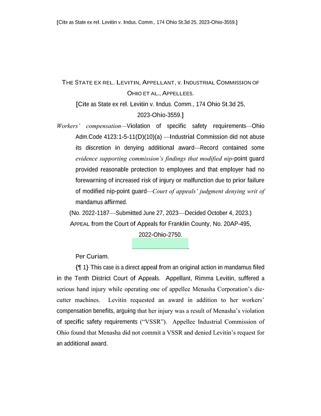 State Ex Rel. Levitin V. Indus. Comm. screenshot