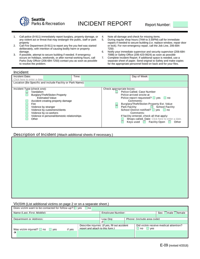 E 09 Incident Report (42018) screenshot