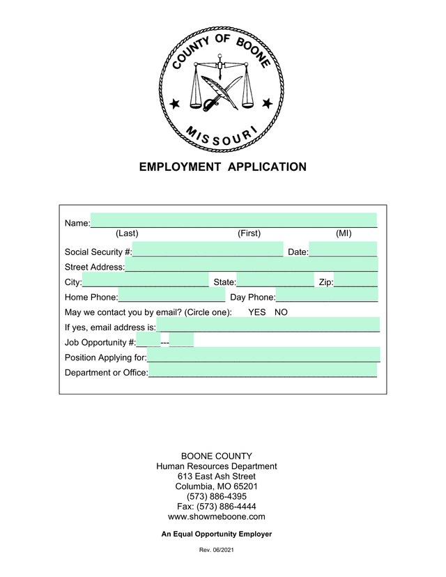 EMPLOYMENT APPLICATION screenshot